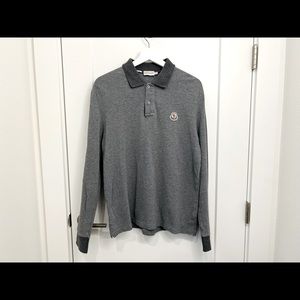 Moncler long sleeves polo shirt for men - two tone grey